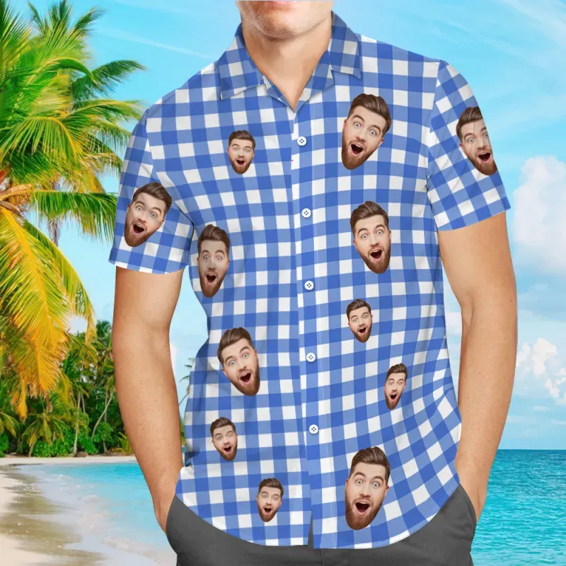 Custom Face Hawaiian Shirt Summer Oktoberfest Hawaiian Shirt Check Shirt